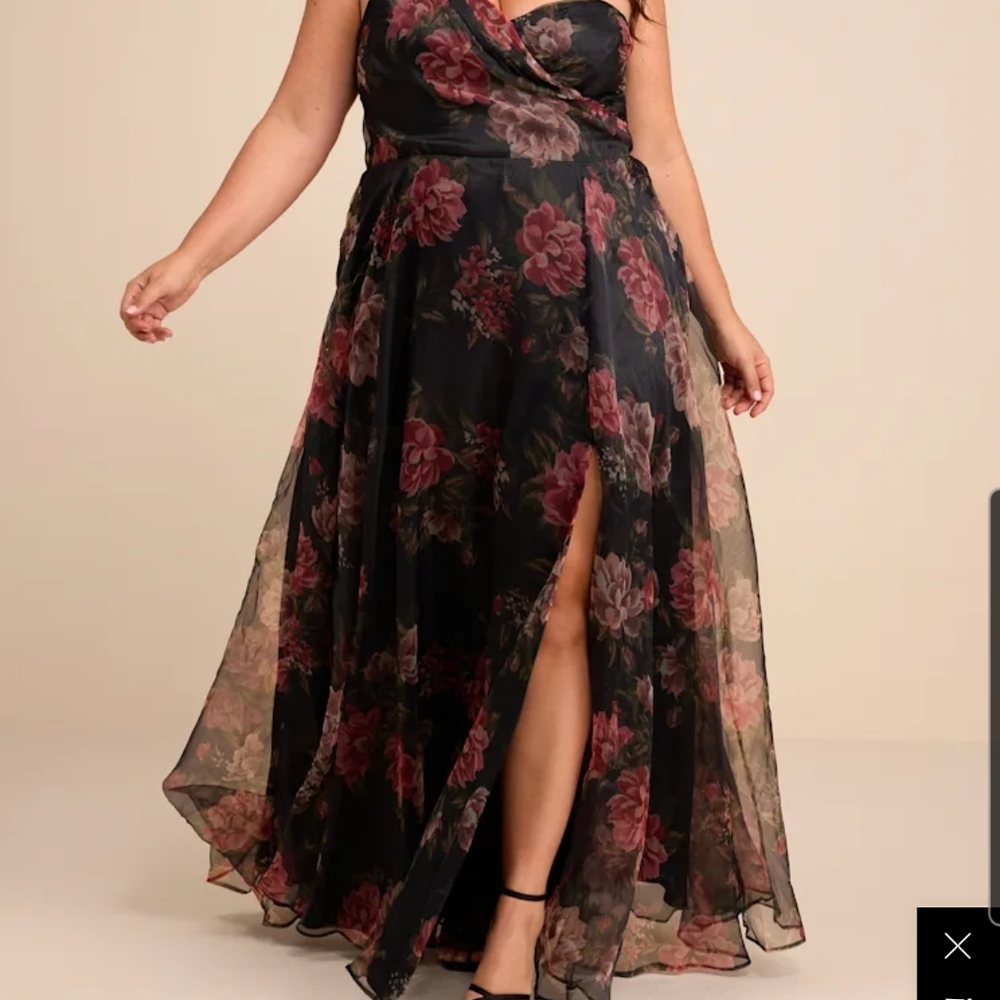 Lulu's One Shoulder Organza Maxi Dress